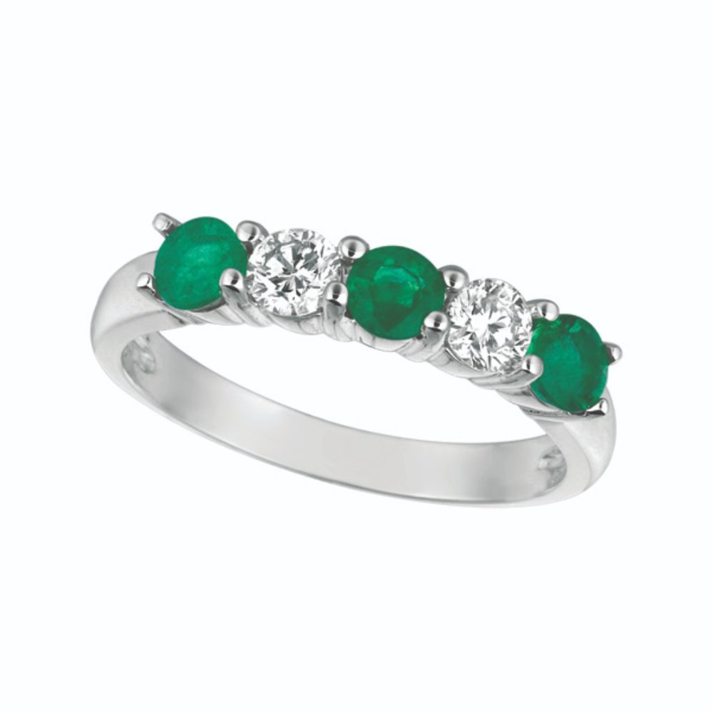 1.40 Carat Natural Emerald & Diamond Ring Band 14K